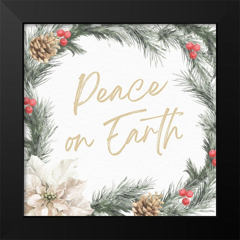 Peace on Earth Black Modern Wood Framed Art Print by Blue, Nina
