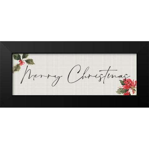 Merry Christmas Black Modern Wood Framed Art Print by Blue, Nina