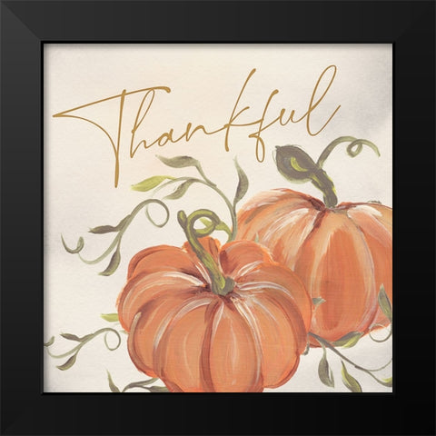 Thankful Pumpkins Black Modern Wood Framed Art Print by Blue, Nina