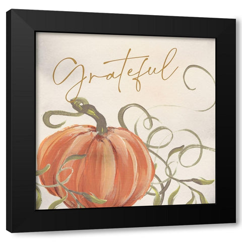 Grateful Pumpkins Black Modern Wood Framed Art Print with Double Matting by Blue, Nina