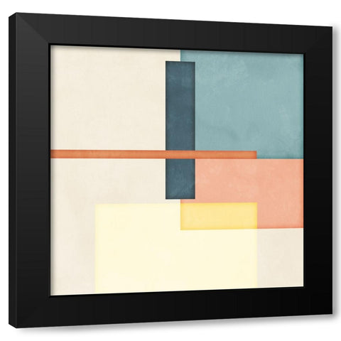 Block Square II Black Modern Wood Framed Art Print with Double Matting by Blue, Nina