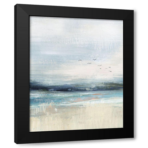Coastal Birds Black Modern Wood Framed Art Print by Blue, Nina