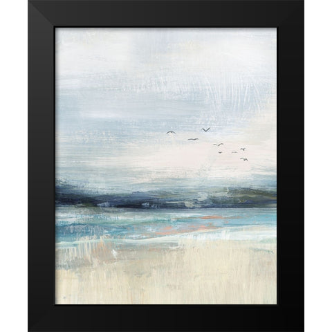 Coastal Birds Black Modern Wood Framed Art Print by Blue, Nina