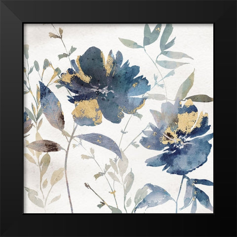Blue Watercolor Florals II Black Modern Wood Framed Art Print by Blue, Nina