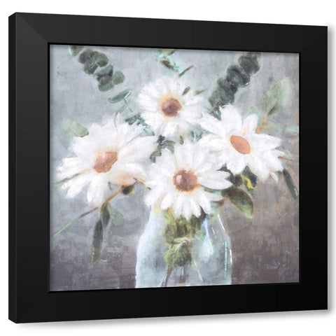 Daisy Bouquet Black Modern Wood Framed Art Print with Double Matting by Blue, Nina
