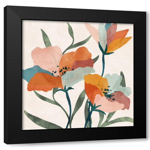 Summer Bouquet Black Modern Wood Framed Art Print by Blue, Nina
