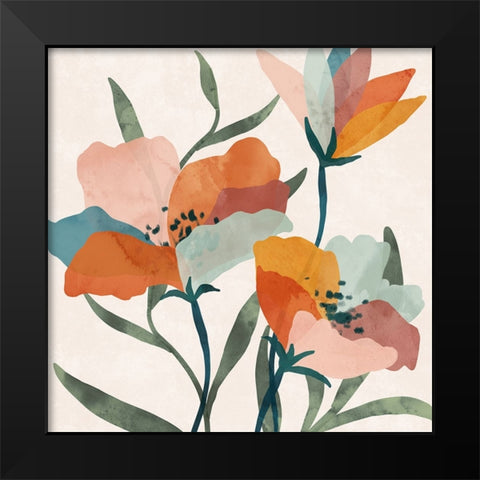 Summer Bouquet Black Modern Wood Framed Art Print by Blue, Nina