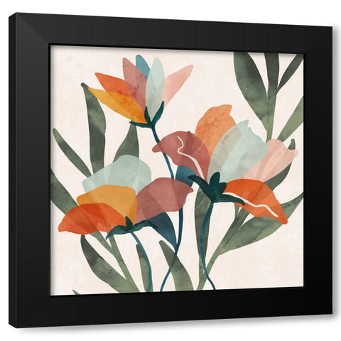Summer Bouquet III Black Modern Wood Framed Art Print with Double Matting by Blue, Nina