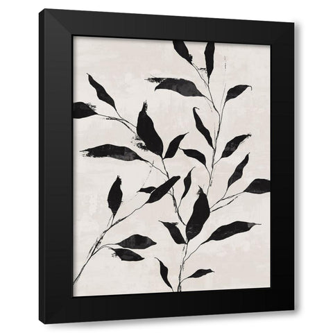 Noir Botanical Black Modern Wood Framed Art Print with Double Matting by Blue, Nina