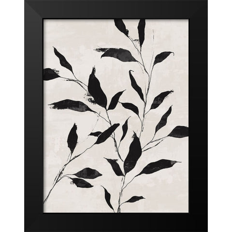 Noir Botanical Black Modern Wood Framed Art Print by Blue, Nina
