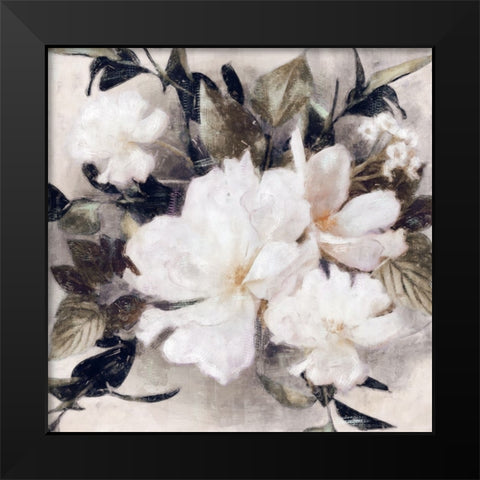 Whisper Blooms Black Modern Wood Framed Art Print by Blue, Nina