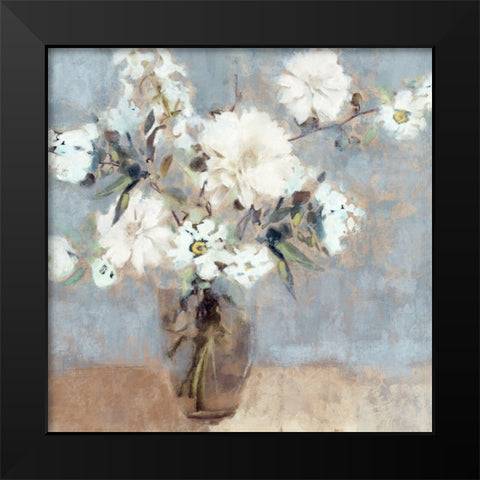 Soft Blue Bouquet Black Modern Wood Framed Art Print by Blue, Nina