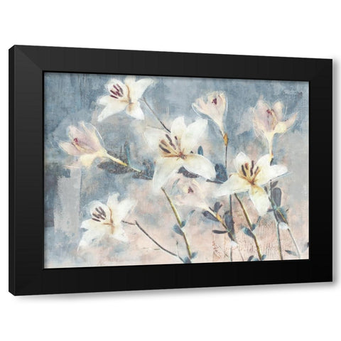 Whisper Blooms Black Modern Wood Framed Art Print with Double Matting by Blue, Nina