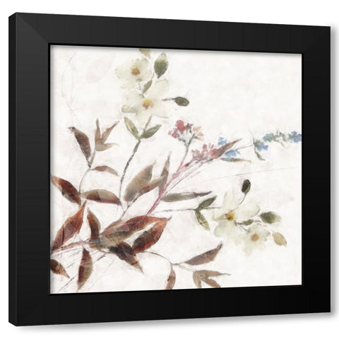 Neutral Wild Flowers Black Modern Wood Framed Art Print with Double Matting by Blue, Nina