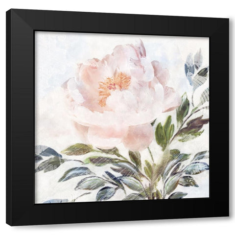 Peony Melody Black Modern Wood Framed Art Print with Double Matting by Blue, Nina