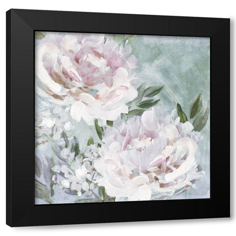 Whispering Peonies Black Modern Wood Framed Art Print with Double Matting by Blue, Nina