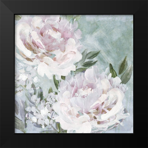 Whispering Peonies Black Modern Wood Framed Art Print by Blue, Nina
