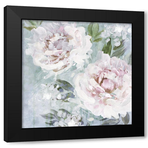 Whispering Peonies II Black Modern Wood Framed Art Print by Blue, Nina