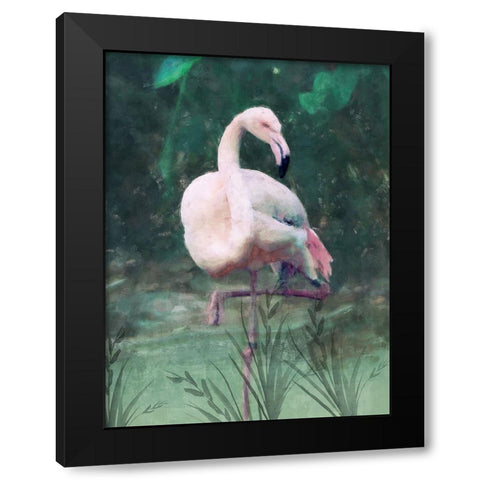 Peach Flamingo II Black Modern Wood Framed Art Print by Blue, Nina