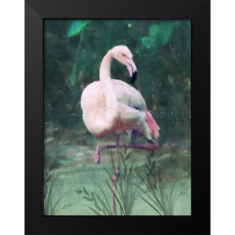 Peach Flamingo II Black Modern Wood Framed Art Print by Blue, Nina