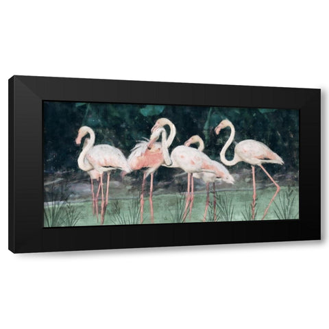 Peach Flamingo III Black Modern Wood Framed Art Print with Double Matting by Blue, Nina