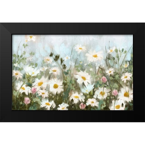 Field of Daisies Black Modern Wood Framed Art Print by Blue, Nina