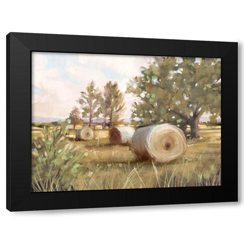 Hay Bales Black Modern Wood Framed Art Print with Double Matting by Blue, Nina