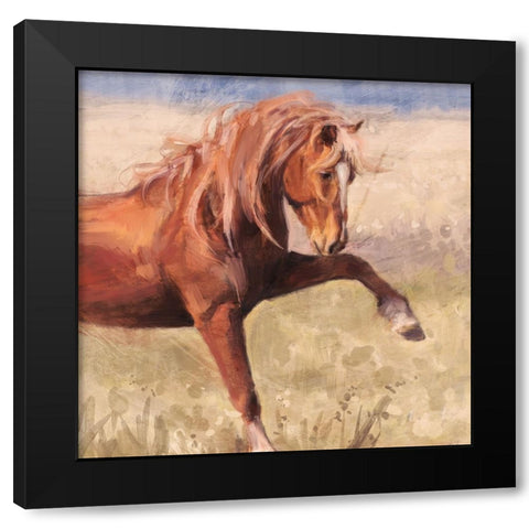 The Red Stallion Black Modern Wood Framed Art Print by Blue, Nina