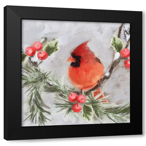 Cardinal Black Modern Wood Framed Art Print by Blue, Nina