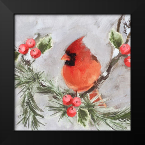 Cardinal Black Modern Wood Framed Art Print by Blue, Nina