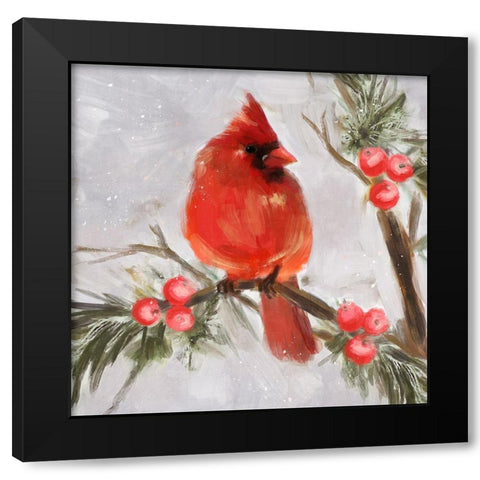 Cardinal II Black Modern Wood Framed Art Print with Double Matting by Blue, Nina