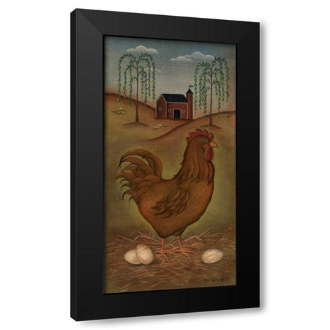Hen Black Modern Wood Framed Art Print with Double Matting by Lewis, Kim