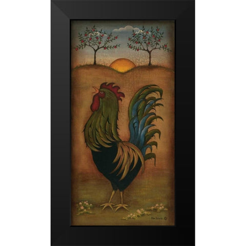 Rooster Black Modern Wood Framed Art Print by Lewis, Kim