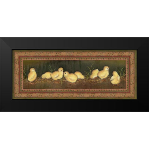 Eight Chicks Black Modern Wood Framed Art Print by Lewis, Kim