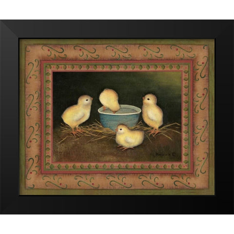 Chicks with Water Black Modern Wood Framed Art Print by Lewis, Kim
