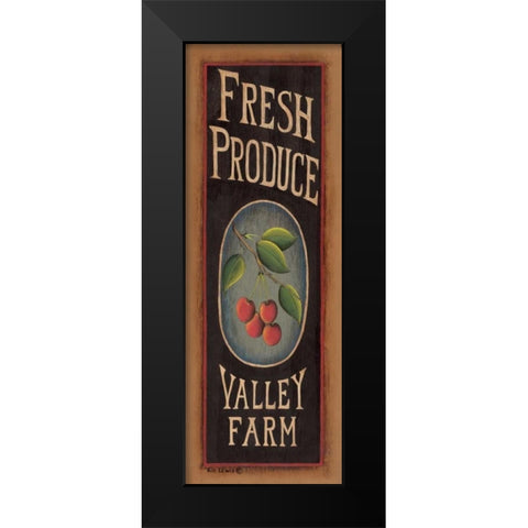 Cherries Black Modern Wood Framed Art Print by Lewis, Kim