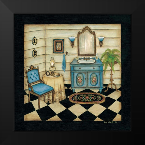 Blue Sink Black Modern Wood Framed Art Print by Lewis, Kim