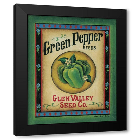 Green Pepper Seeds Black Modern Wood Framed Art Print with Double Matting by Lewis, Kim