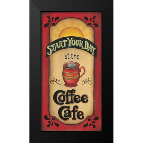 Start Your Day Black Modern Wood Framed Art Print by Lewis, Kim