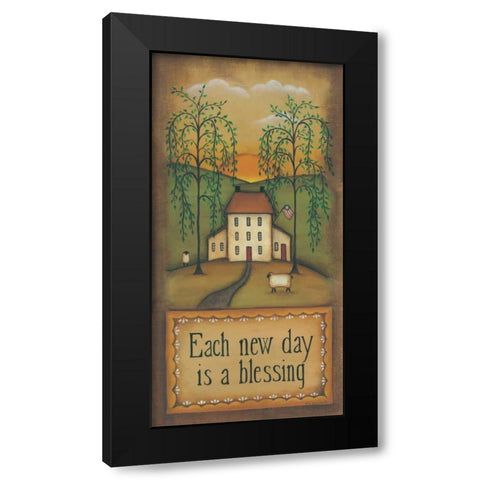 Each Day Is A New Blessing Black Modern Wood Framed Art Print with Double Matting by Lewis, Kim