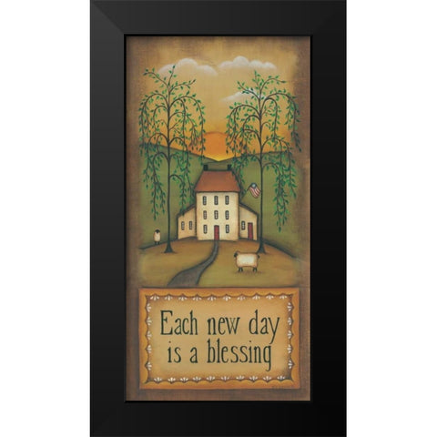 Each Day Is A New Blessing Black Modern Wood Framed Art Print by Lewis, Kim