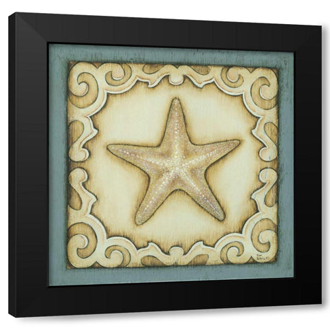 Cottage Starfish Black Modern Wood Framed Art Print by Lewis, Kim