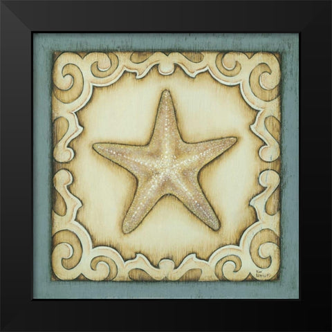 Cottage Starfish Black Modern Wood Framed Art Print by Lewis, Kim
