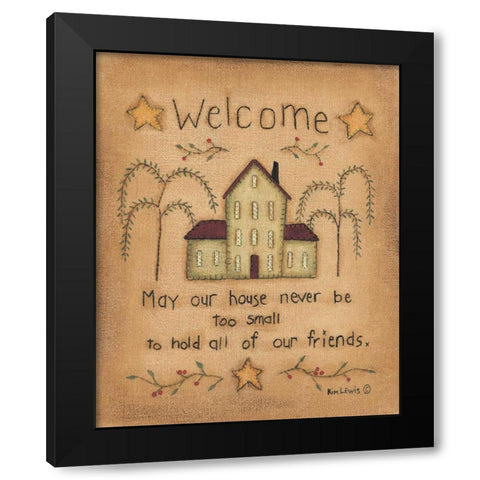 Welcome Black Modern Wood Framed Art Print with Double Matting by Lewis, Kim