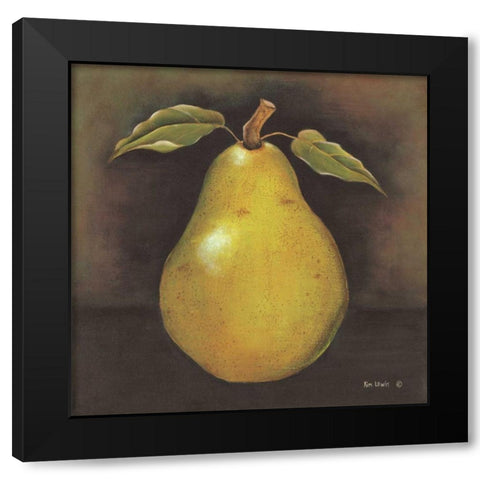Green Pear Black Modern Wood Framed Art Print by Lewis, Kim