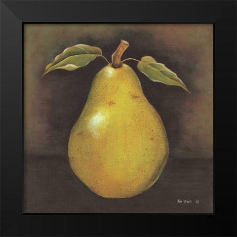 Green Pear Black Modern Wood Framed Art Print by Lewis, Kim