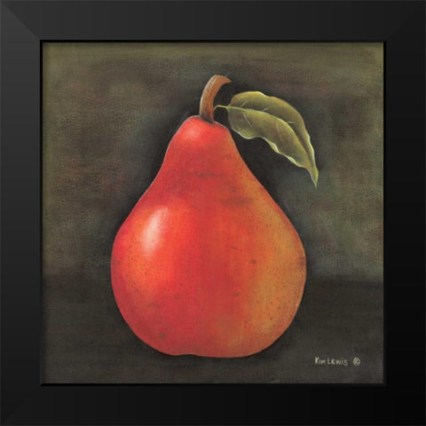 Red Pear Black Modern Wood Framed Art Print by Lewis, Kim