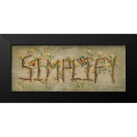 Simplify Black Modern Wood Framed Art Print by Lewis, Kim