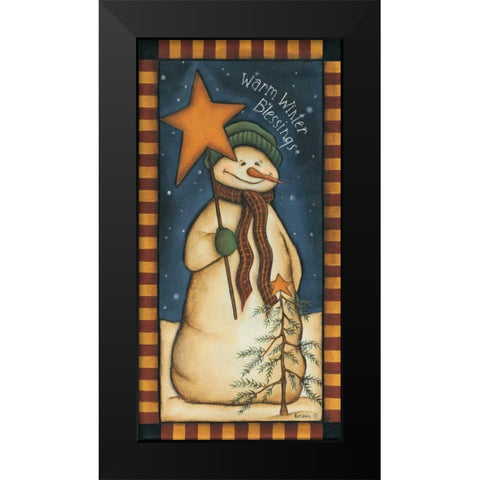 Warm Winter Blessings Black Modern Wood Framed Art Print by Lewis, Kim