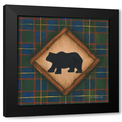 Bear Black Modern Wood Framed Art Print by Lewis, Kim